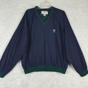 Wilson Mens Windbreaker Jacket Golf Pullover Blue‎ Nylon Embroidered V Neck XL